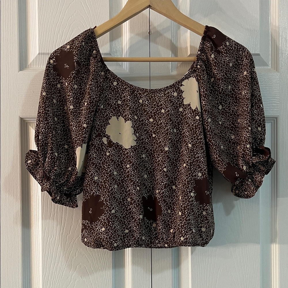 Sienna Sky Floral Blouse - Brown and Cream
